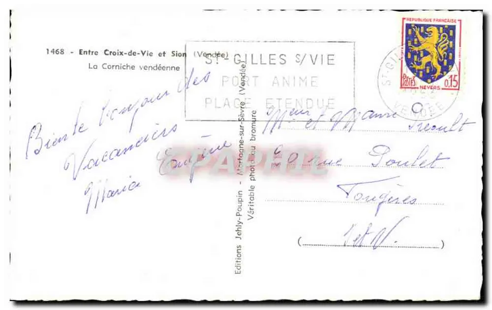 La Corniche vendéenne — Zwischen Croix-de-Vie und Sion — Éditions Jehly-Poupin - Rückseite