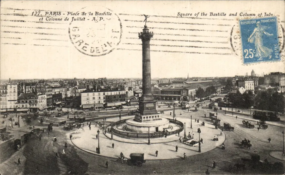 Paris - Place de la Bastille und Säule vom Juli — A.P. — n°127 - Vorderseite