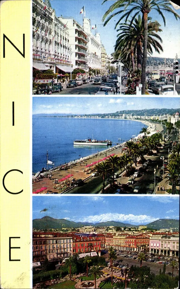 Nice — vista da promenade des Anglais, do porto e da cidade — Éditions d'Art Couleures Naturelles - Frente