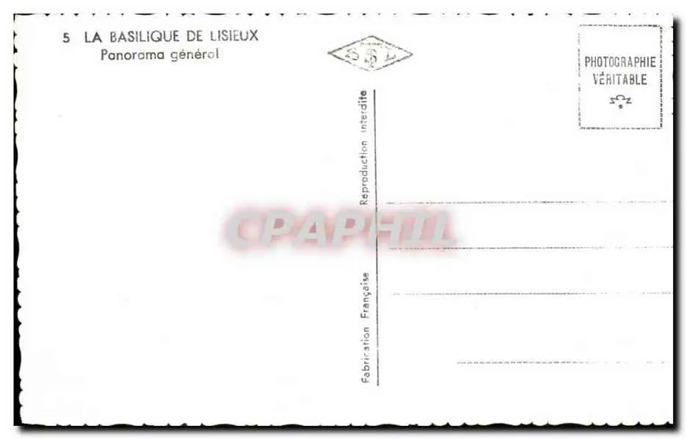 A Basílica de Lisieux — Panorama Geral — Fabricação Francesa - Verso