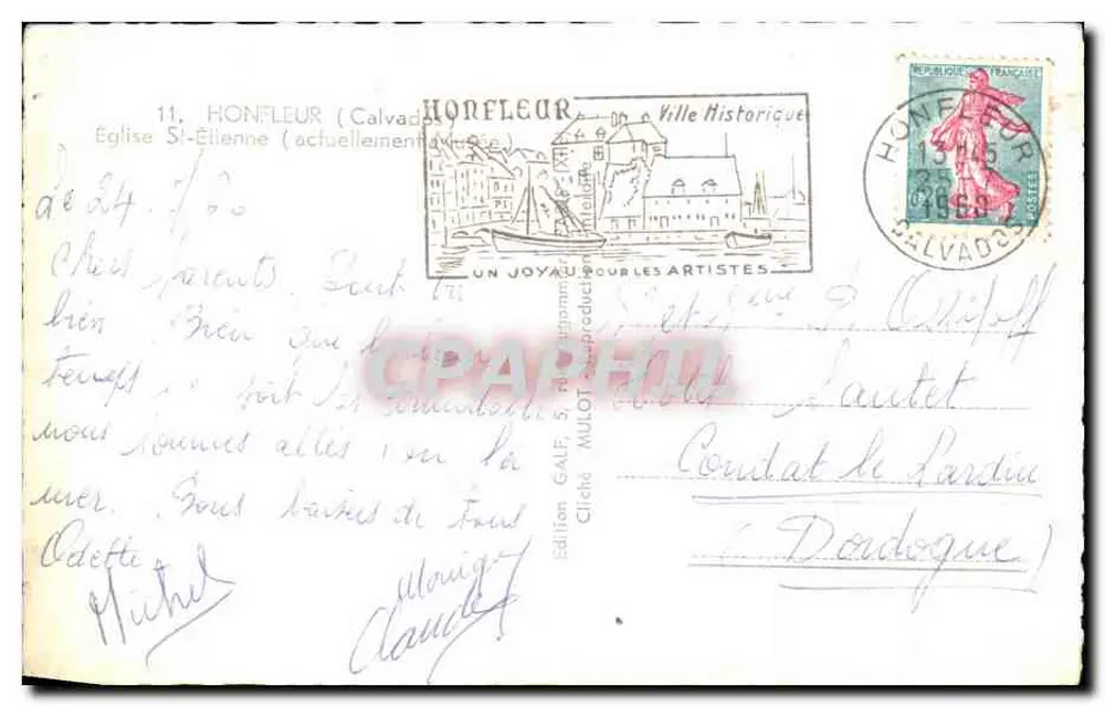 Honfleur — Igreja de São Etienne e barcos — Edição Galf - Verso