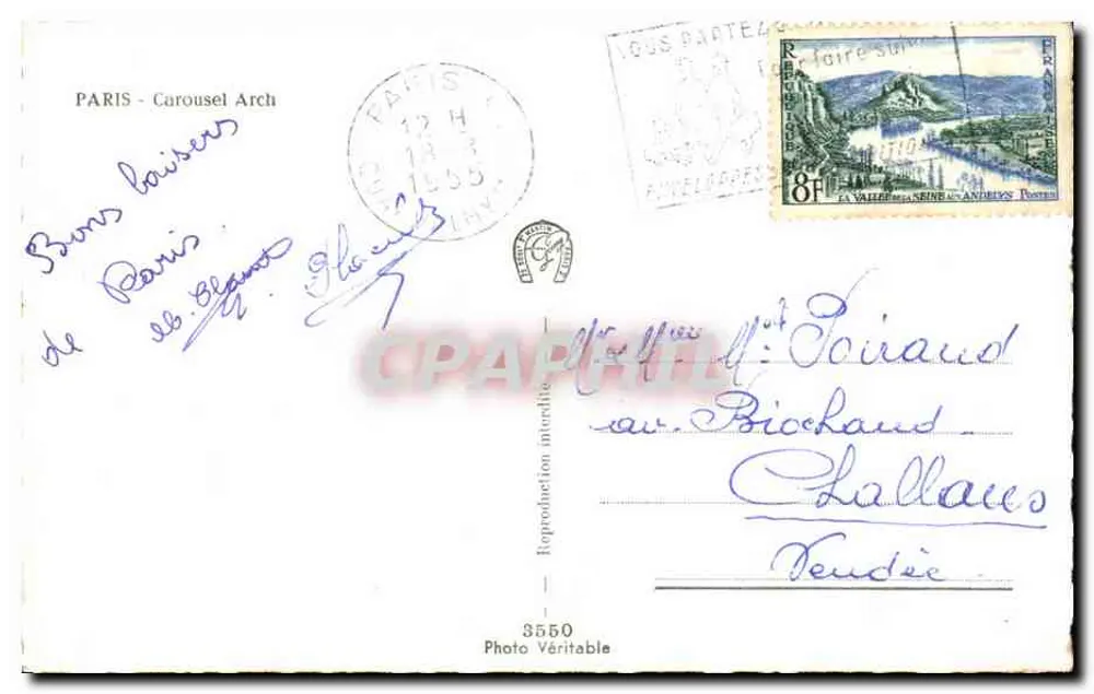 Paris - O Arco do Carrousel — vista monumental — editor Gamp, n° 3550 - Verso