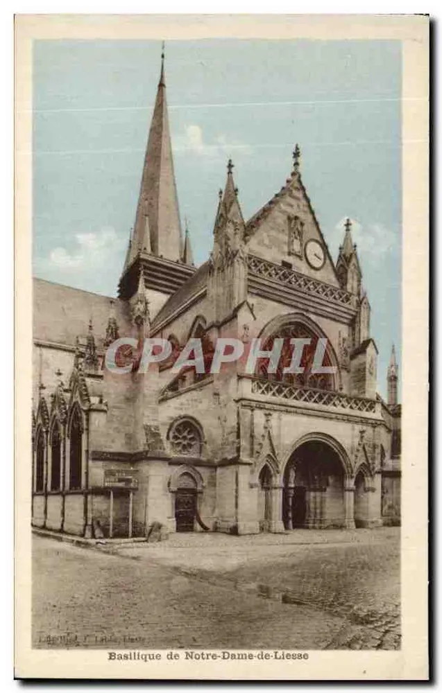 Basílica de Nossa Senhora de Liessé — vista da fachada — Editor: Jean Pict Henri Baudry & Cie, Toulouse - Frente