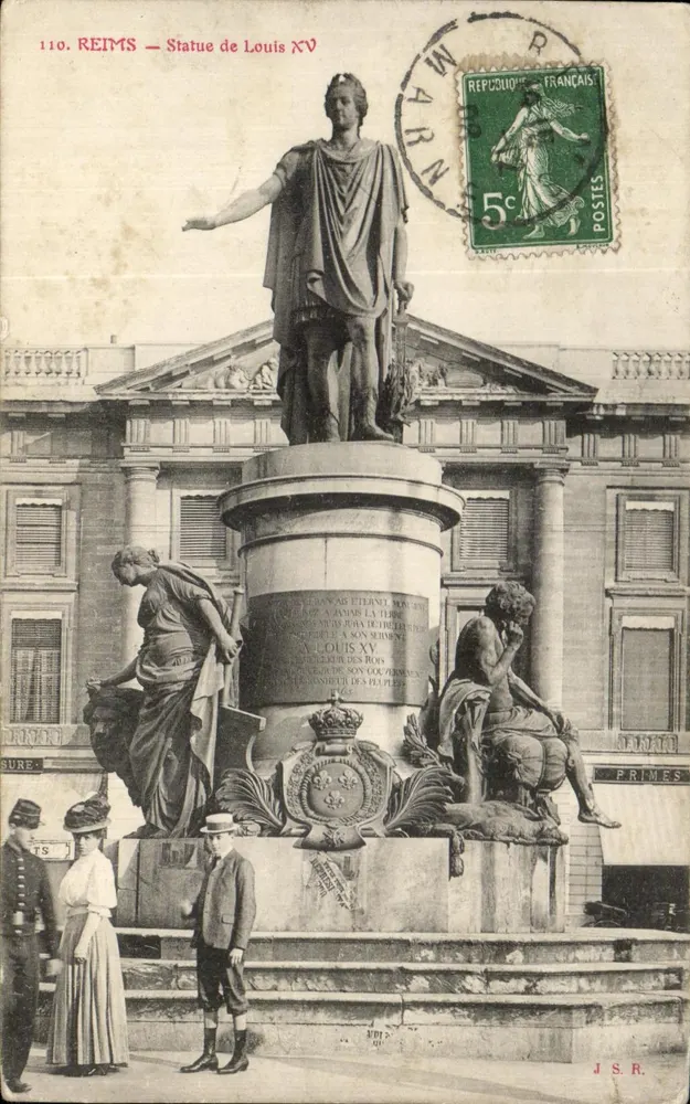 Reims — Statue de Louis XV — éditeur J.S.R. n° 110 - Frente