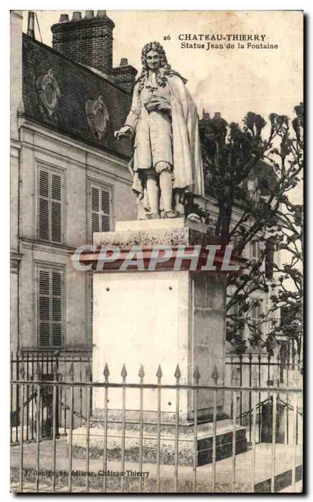 Château-Thierry — Statue de Jean de La Fontaine — éditeur Doumigot, Château-Thierry, n°26 - Vorderseite