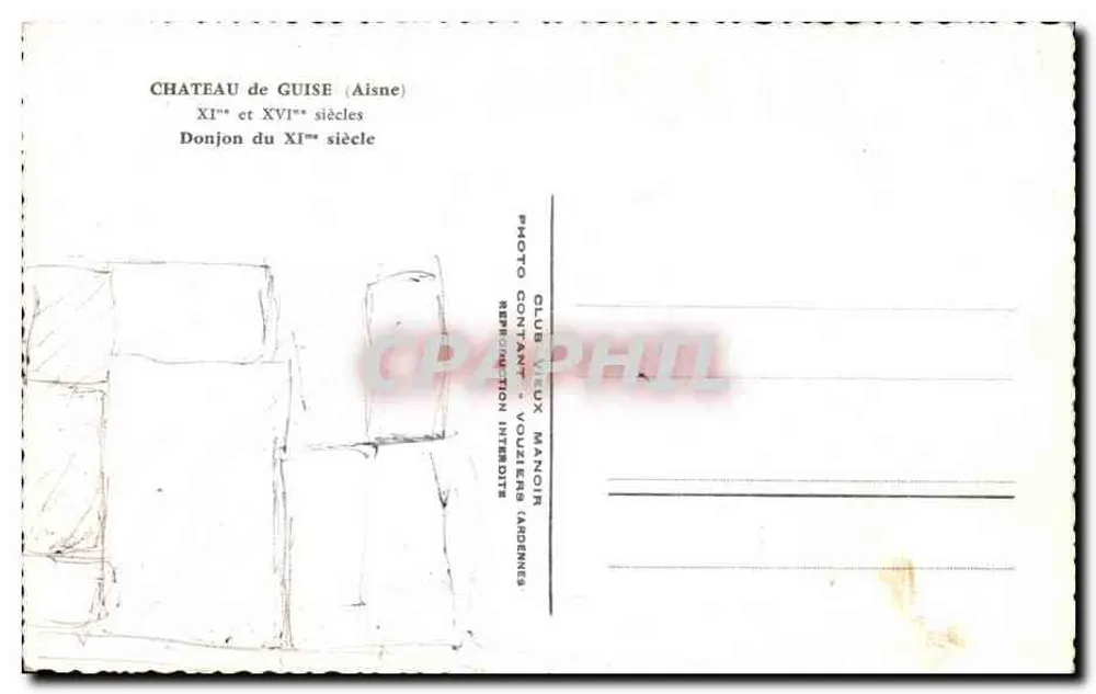 Kasteel van Guise — Kasteeltoren van de 11e en 16e eeuw — Foto Oude Herenhuishouden - Achterkant