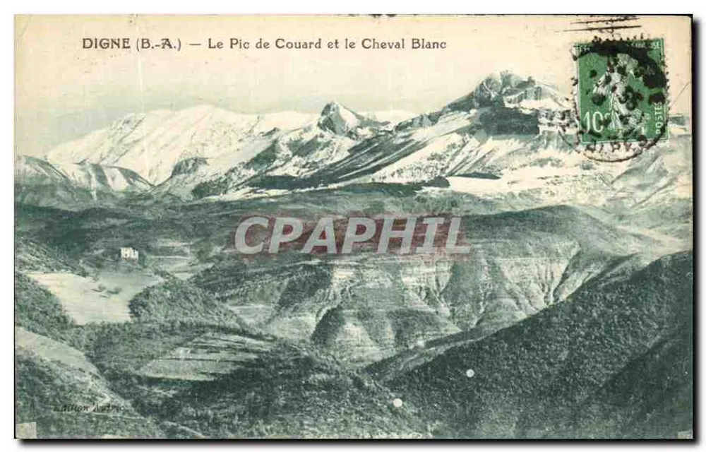 Digne (B.-A.) — Il Pic de Couard e il Cheval Blanc — Editore L. DUMON, n° non visibile - Recto