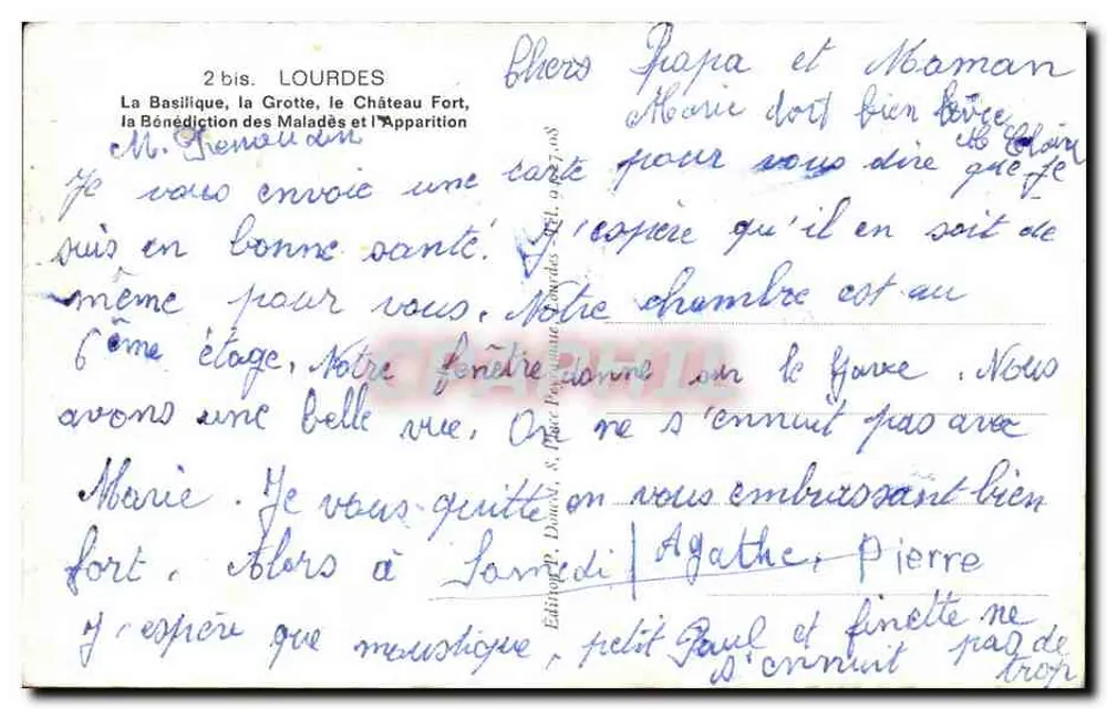 Lourdes — vue panoramique et apparition de la Vierge — éditeur Ed. Lourdes - Verso
