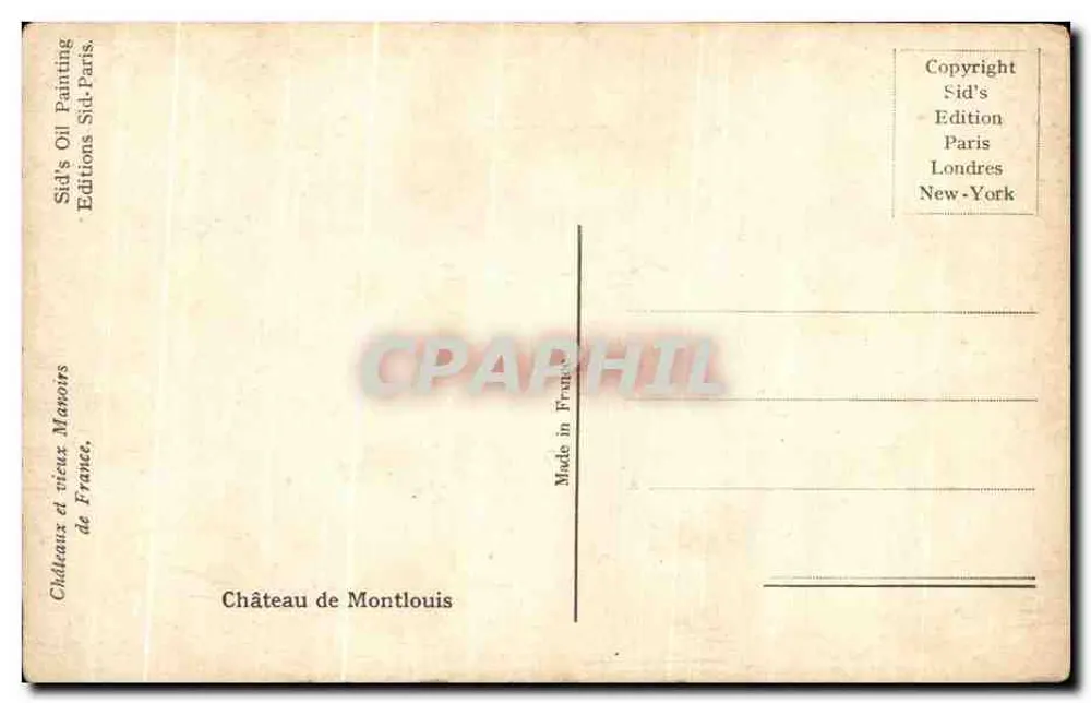 Château de Montlouis — vue encadrée par un portail en pierre — éditeur Sid's Editions Paris - Verso