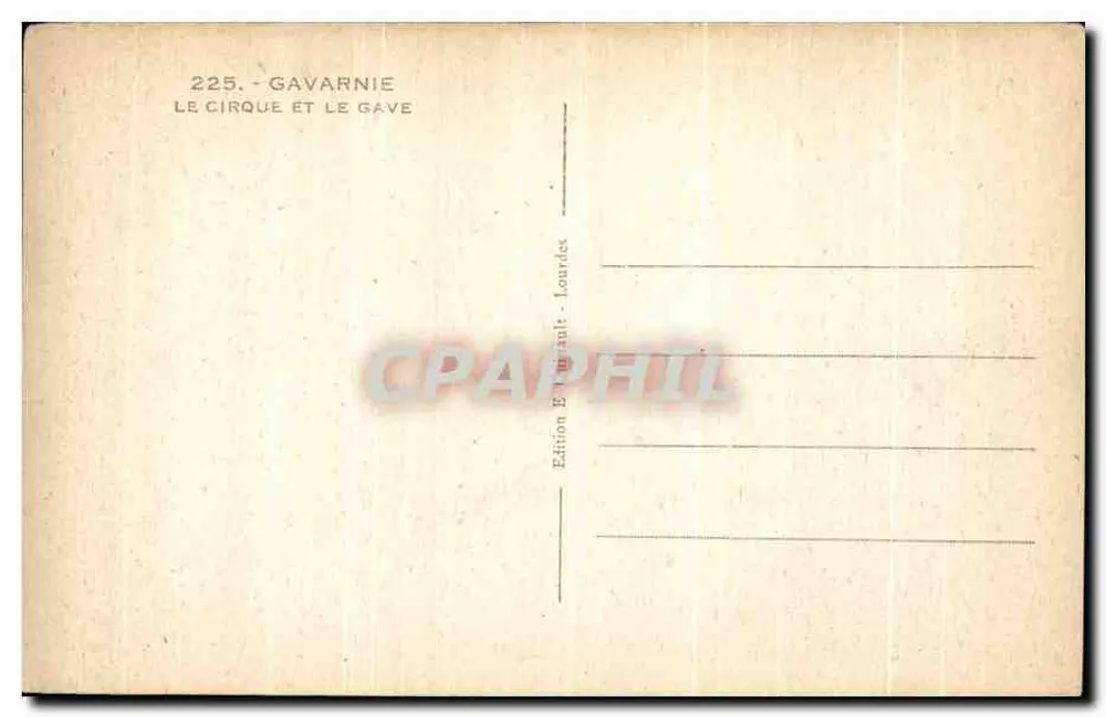 Gavarnie — O Circo e o Gave — Edição E. Burault - Lourdes - Verso