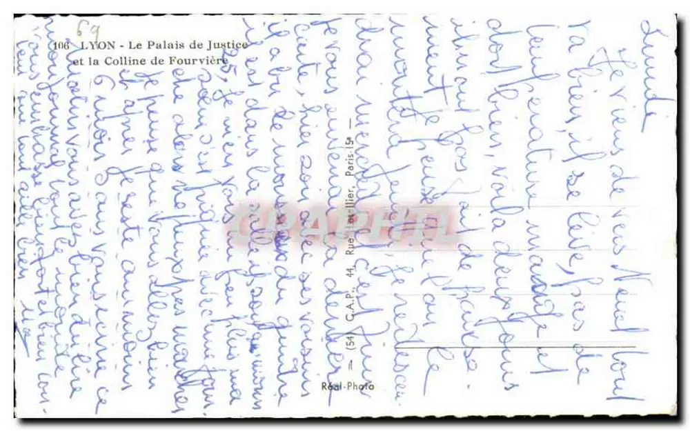 LYON - Palais de Justice und Colline de Fourvière — Verlag G.A.P. Nummer 106 - Rückseite