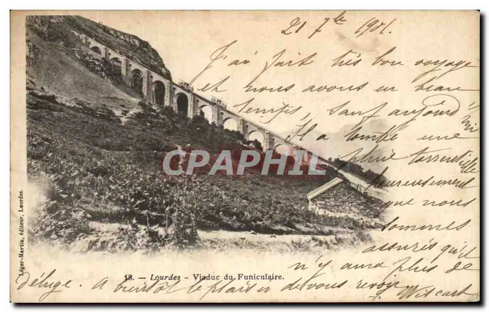 Lourdes - Viaduto do Funicular — Léger-Martin, editor, Lourdes, n°18 - Frente