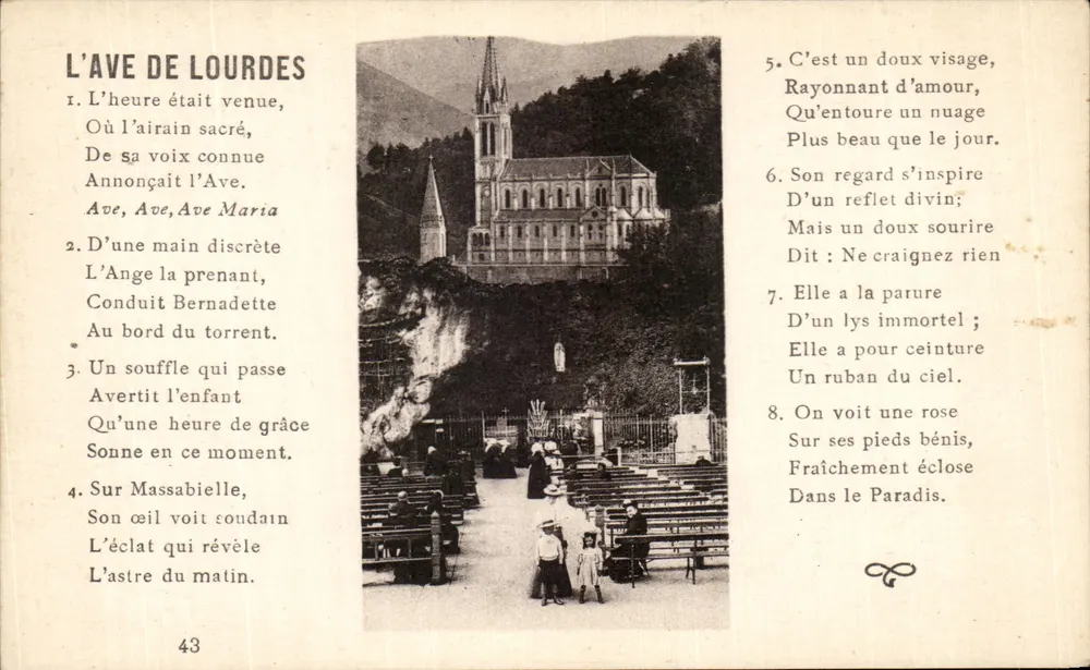 A AVE DE LOURDES — Poema e vista da basílica — n°43 - Frente
