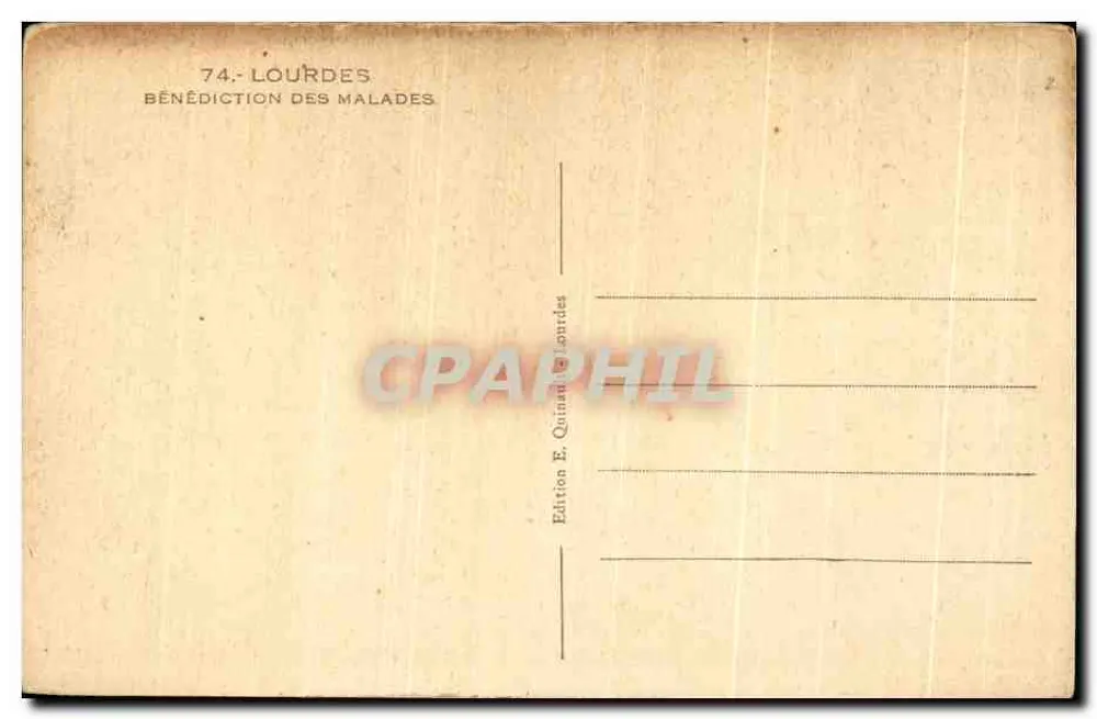 Lourdes — Bênção dos doentes — Edição E. Quinault Lourdes - Verso