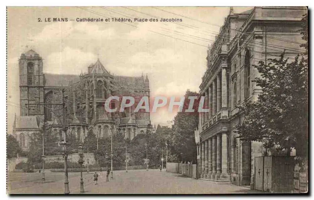 Le Mans — Kathedrale und Theater, Place des Jacobins — Imp. phot. A. Dolbeau - Vorderseite