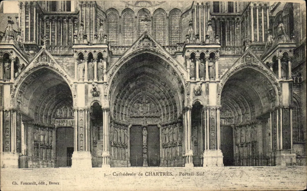 Catedral de CHARTRES — Portal Sul — Ch. Foucault, editor, Dreux - Frente