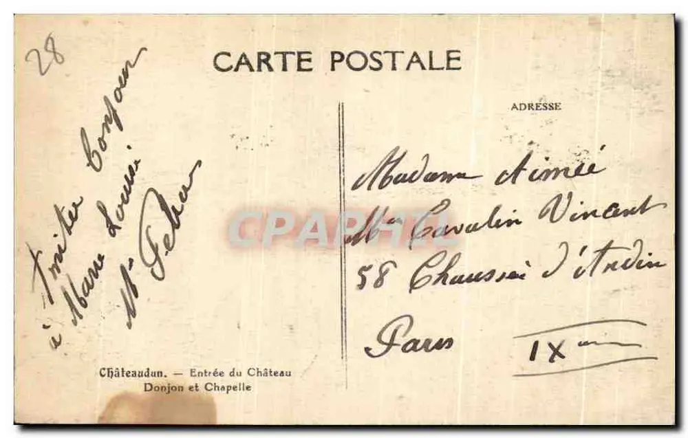 Châteaudun — Entrada do Castelo Donjon e Capela — editor não visível - Verso