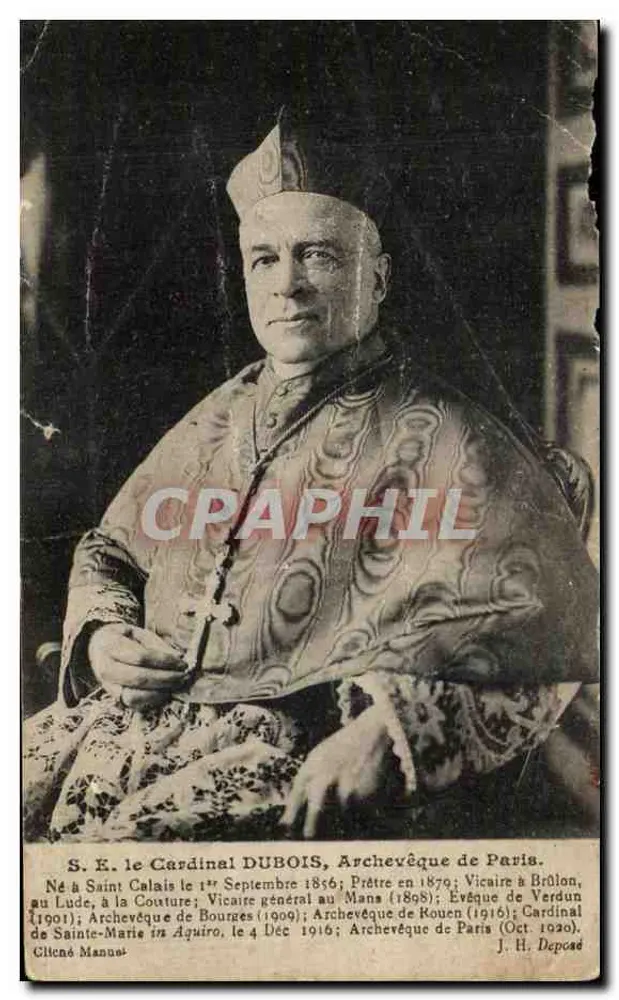 Cardinal Dubois — Arcebispo de Paris — J. H. Depocat - Frente