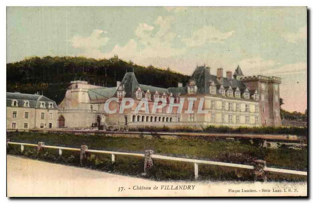 Zamek VILLANDRY — widok panoramiczny — Pinque Lumière, seria Luxe, L. B. N. - Awers