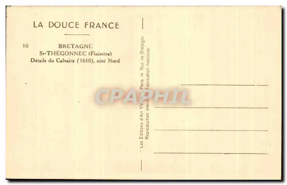 Calvaire de Saint-Thégonnec — Detail der Nordseite — Les Éditions d'Art Yvonne, Paris - Rückseite
