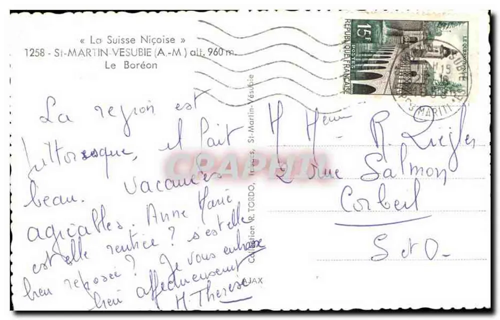 Bergbach — Schweizerische Nice — St-Martin-Vesubie — Verlag Graphil - Rückseite