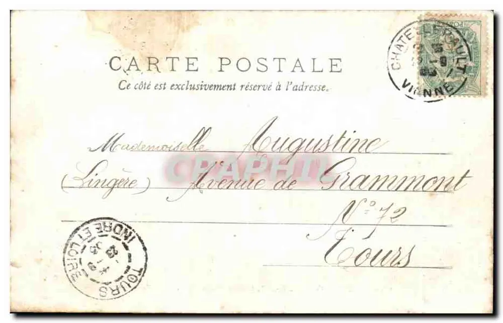 Châtellerault — Praça Gambetta e Castelo d'Água — M. I. L. - Verso
