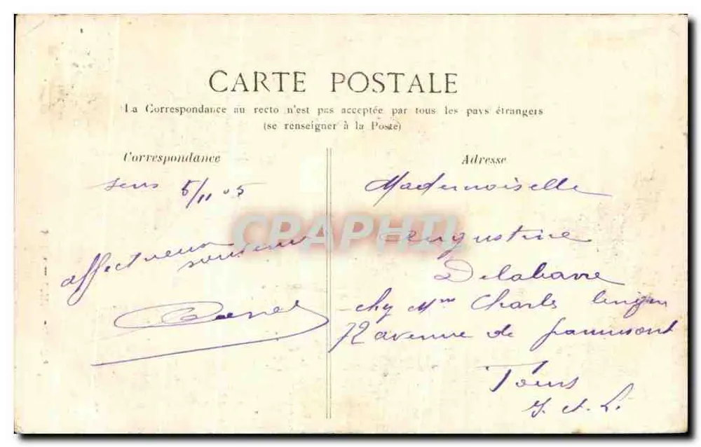 Sens — L'Hôtel-de-Ville — éditeur imprimeur non visible - Verso