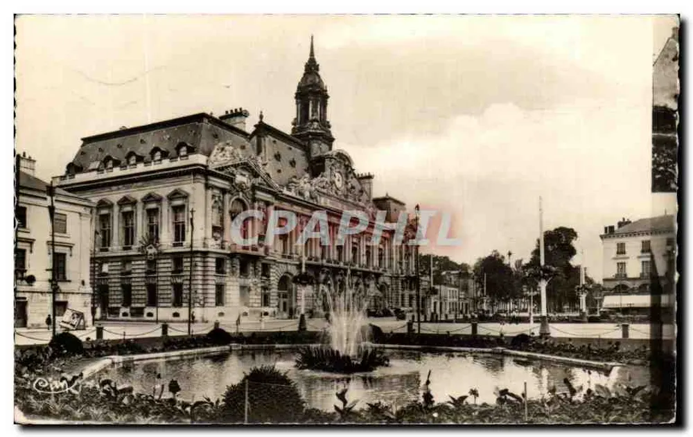 Tours — Hotel de Ville com fonte — Fotógrafo Combier - Frente
