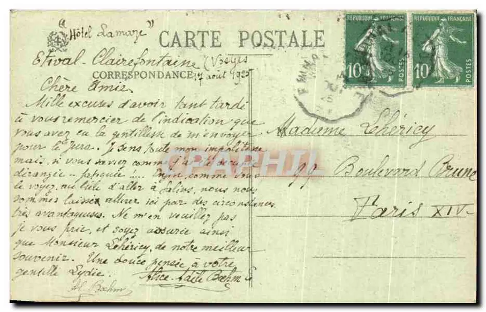 Etival-Clairefontaine (Vosges) — Die Kapelle der Jungfrau der Gnade — A. Grandjean, Verleger, Etival - Rückseite