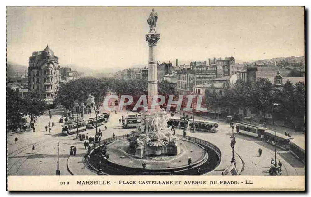 Marseille - Place Castellane et Avenue du Prado — LL, n° 313 - Recto