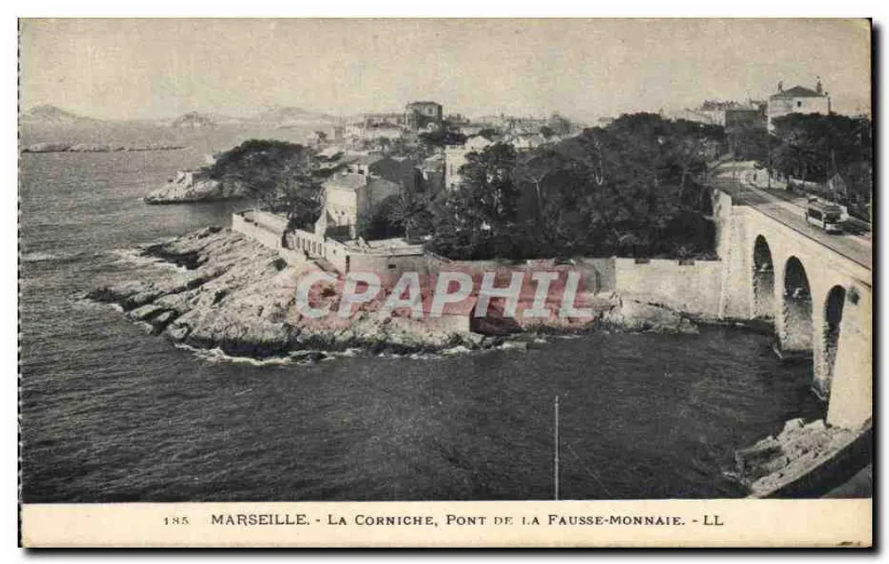 Marseille — La Corniche, Pont de la Fausse-Monnaie — LL, Nr. 185 - Vorderseite