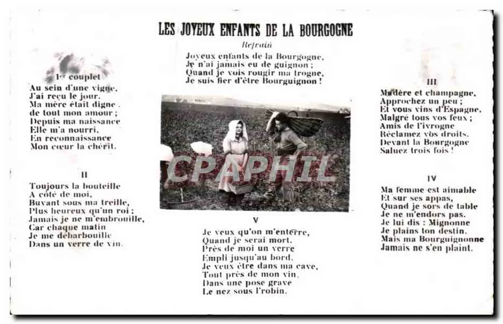 Les Joyeux Enfants de la Bourgogne — Refrains und Gedichte — Verleger unbekannt - Vorderseite