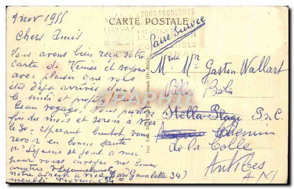 Lago de Hanau com ruína de Waldeck — editor impr. Ed. Braunach (Ht-Rhin) — n° 2319 - Verso