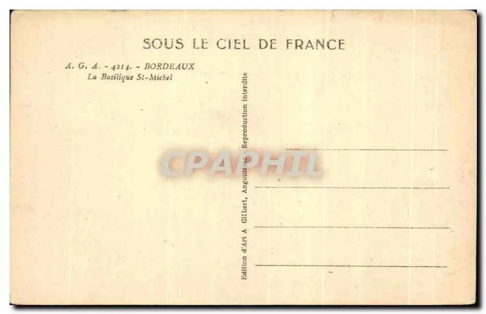 Bordeaux — A Basílica São Miguel — Edição de arte A. Gilbert - Verso