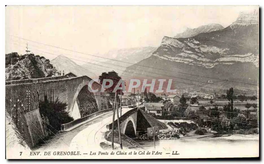 Ansicht von Grenoble — Die Brücken von Claix und der Arc-Pass — LL. - Vorderseite