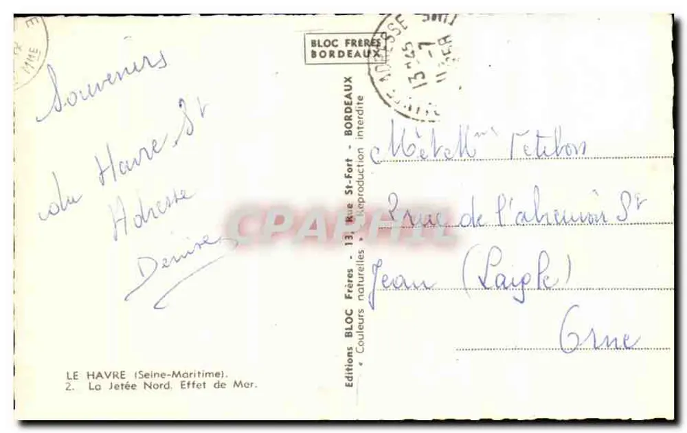 Le Havre — La Jetée Nord — Effet de Mer — Éditions BLOC Frères - Verso
