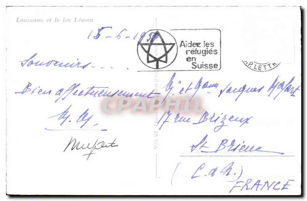 Lausana e o lago Léman — vista panorâmica com catedral — editor desconhecido - Verso