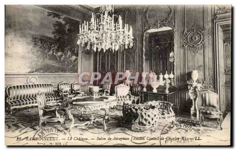 Rambouillet — O Castelo. — Salão de Recepção (Antigo Conselho de Charles X). - Frente