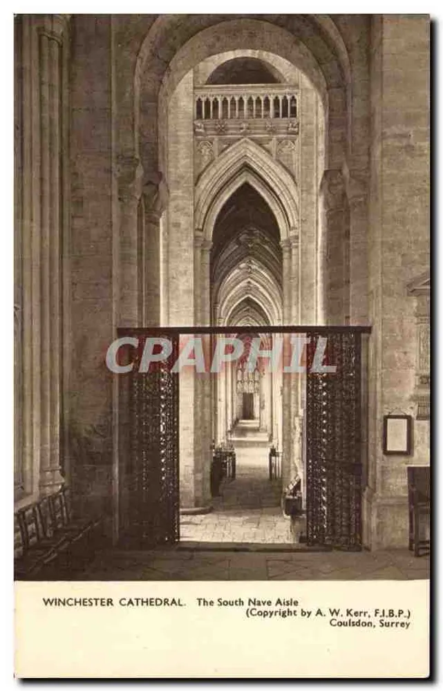 Winchester Cathedral — The South Nave Aisle — Copyright by A. W. Kerr, F.J.B.P., Coulsdon, Surrey - Vorderseite