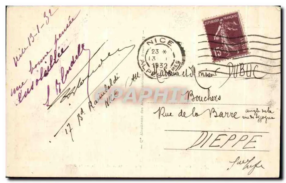 NICE - Promenade des Anglais und Palast der Jetty — Vintage Postcard/Antike Ansichtskarte n°419, Verlag ARA - Rückseite
