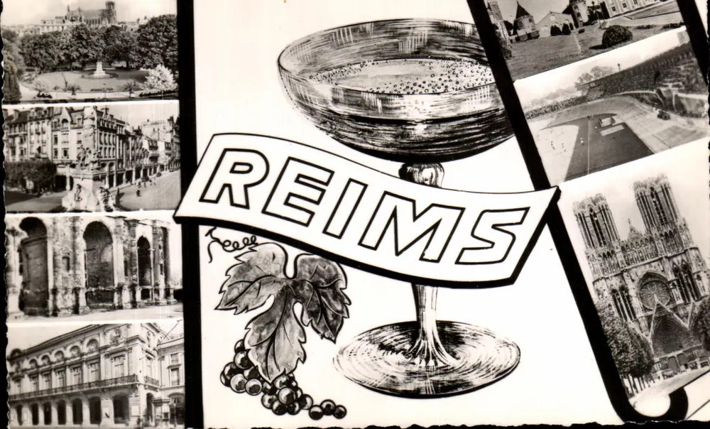Reims — Colagem de monumentos e vinho — Editor André Lecontrand - Frente