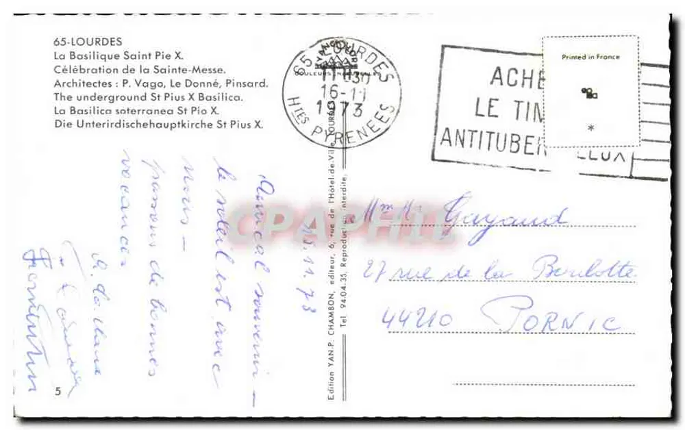 Die Basilika Saint Pius X — Lourdes — Edition Yan P. Chamon - Rückseite