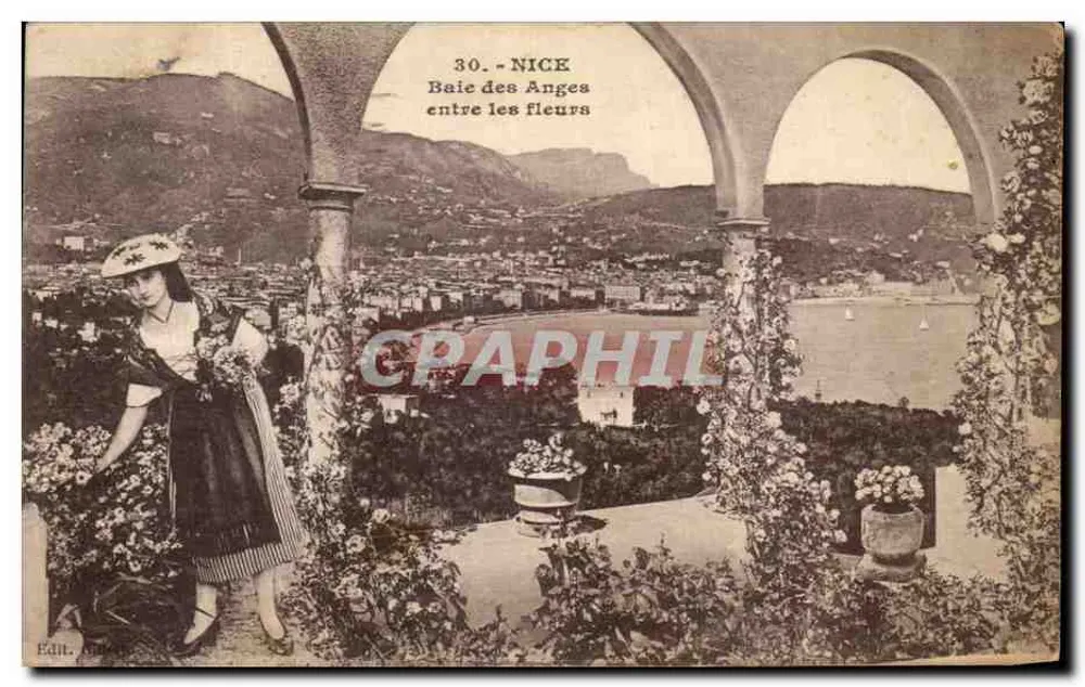 Nice - Baía dos Anjos entre as flores — Ed. Gilletta - Frente
