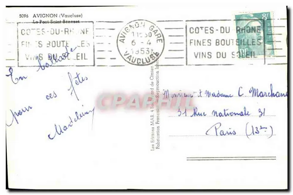 Ponte Saint-Bénézet — Avignon — editor Éditions de la Poste - Verso