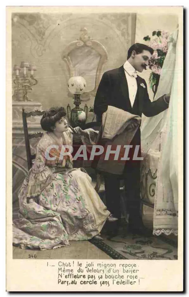 Liebespaar — intime Szene — Verleger A. N. Paris, Nr. 346 - Vorderseite