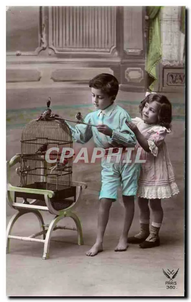 Kinder mit einem Vogelkäfig — Paris 380 — Verlag Paris 380 - Vorderseite