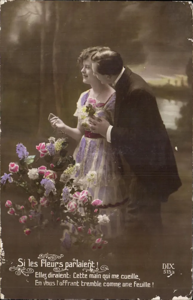 Wenn die Blumen sprechen könnten! — Liebesgedicht — DIX 515a - Vorderseite