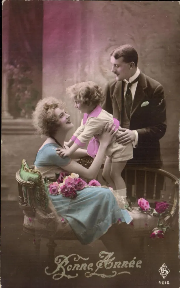 Glückliche Familie — Portraitstudio — Bonne Année, n° 4616 - Vorderseite