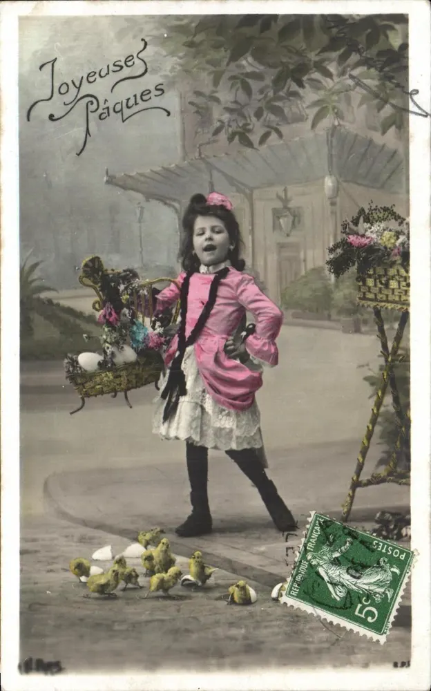 Mädchen mit Küken — Ostern — REF. FRANCOISE 5c - Vorderseite