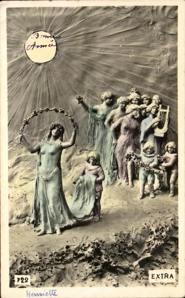 Mythologisches Motiv — Statue der Göttin mit Kindern — Verleger Henriette, n° 722 - Vorderseite